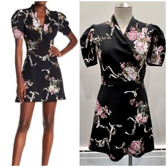 Free Press NWOT Black Floral Short Dress Size S - Picture 1 of 3